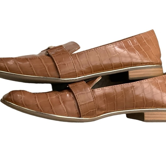 Liz Claiborne Brown Almond Toe Croc Slip On Loafer Shoe Size 10 - Picture 3 of 10
